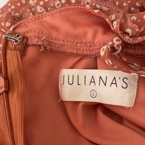 JULIANA’S Floral Baby Doll Dress Women's Large Deep V-neck Strappy Strapless - Picture 6 of 9